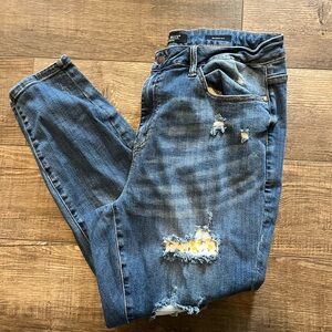 Judy Blue Distressed Medium Blue Skinny Jeans with Lemon Patches